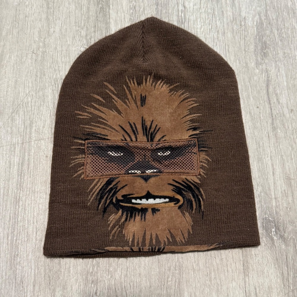 Star Wars Chewbacca Brown Knit Beanie Mask Hat Mens One Size Graphic Cap